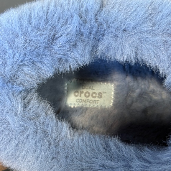 Crocs Furever Crush Clog Blue Calcite Fur Lined Platform Comfort Shoes W9/M7 - Picture 9 of 9
